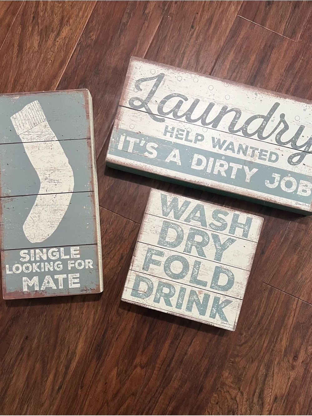 Target Laundry Room Wood Wall Art - White & Light Blue
